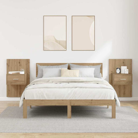 vidaXL Bed Cabinet with Drawer 2 pcs Artisan oak 48.5 x 32.5 x 80 cm