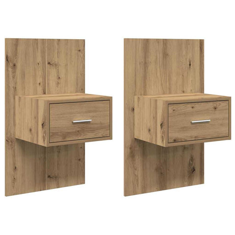 vidaXL Bed Cabinet with Drawer 2 pcs Artisan oak 48.5 x 32.5 x 80 cm