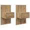 vidaXL Bed Cabinet with Drawer 2 pcs Artisan oak 48.5 x 32.5 x 80 cm