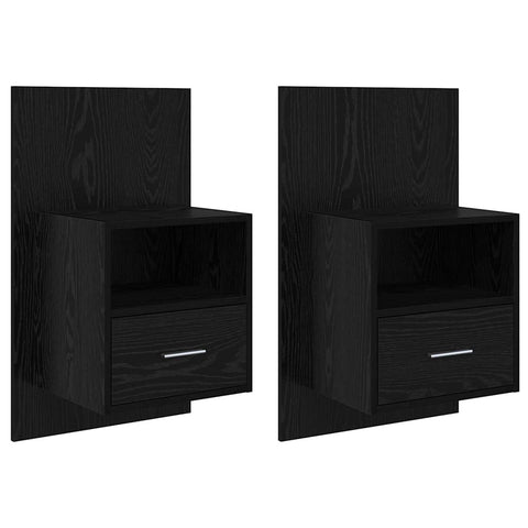vidaXL Bed Cabinet 2 pcs Black oak 48.5 x 32.5 x 80 cm Engineered wood