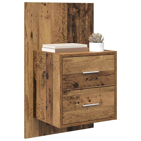 vidaXL Wall-mounted Bedside Cabinet 2 pcs Old Wood 48.5 x 32.5 x 80 cm