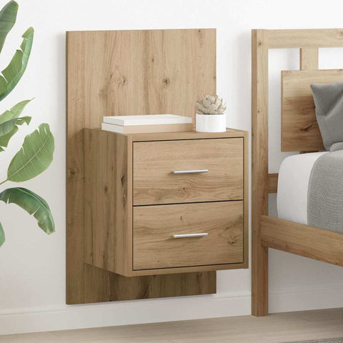 vidaXL Wall-mounted Bedside Cabinet with Drawer 2 pcs Artisan Oak