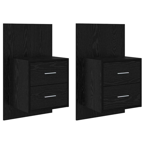 vidaXL Wall-mounted Bedside Cabinet with Drawer 2 pcs Black Oak