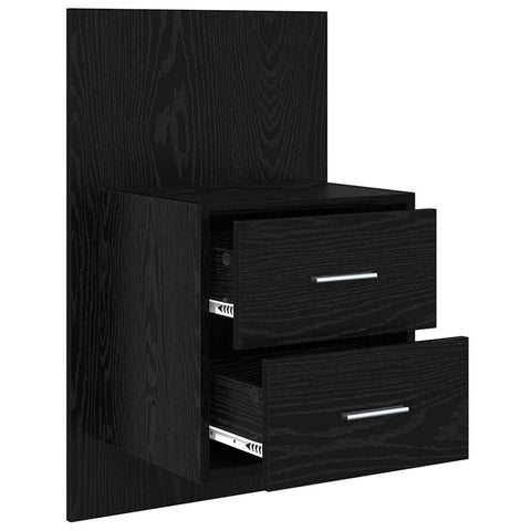 vidaXL Wall-mounted Bedside Cabinet with Drawer 2 pcs Black Oak