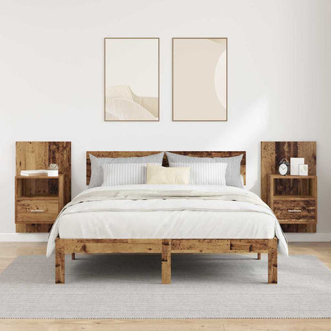 vidaXL Bed Cabinet 2 pcs Old wood 48.5 x 32.5 x 80 cm Engineered wood