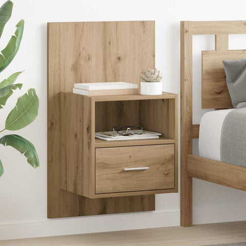 vidaXL Bed Cabinet with Drawer 2 pcs Artisan oak 48.5 x 32.5 x 80 cm
