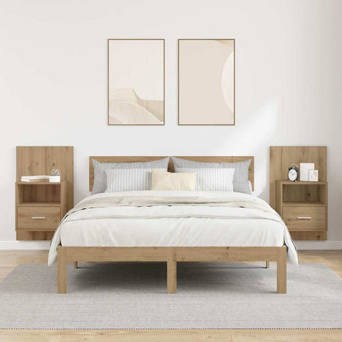 vidaXL Bed Cabinet with Drawer 2 pcs Artisan oak 48.5 x 32.5 x 80 cm