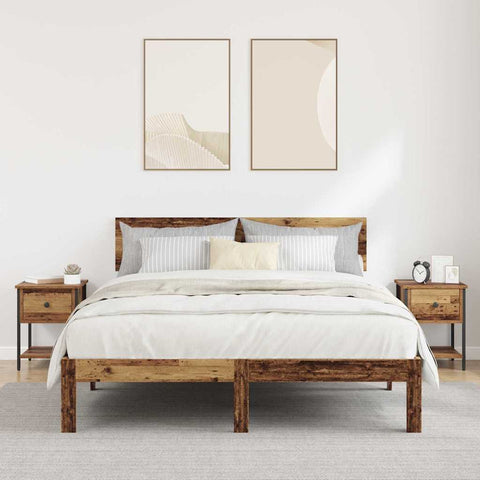 vidaXL Bed Cabinet 2 pcs Old wood 40 x 39 x 40 cm Engineered wood