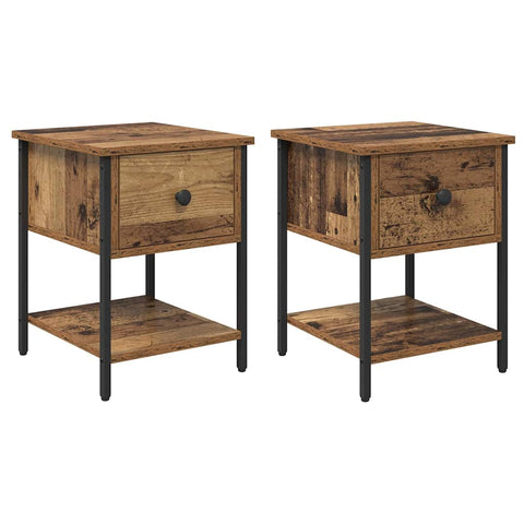 vidaXL Bed Cabinet 2 pcs Old wood 40 x 39 x 40 cm Engineered wood
