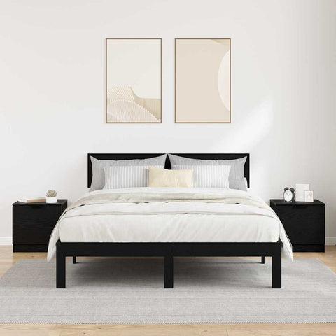 vidaXL Bed Cabinet 2 pcs Black oak 40 x 39 x 40 cm Engineered wood