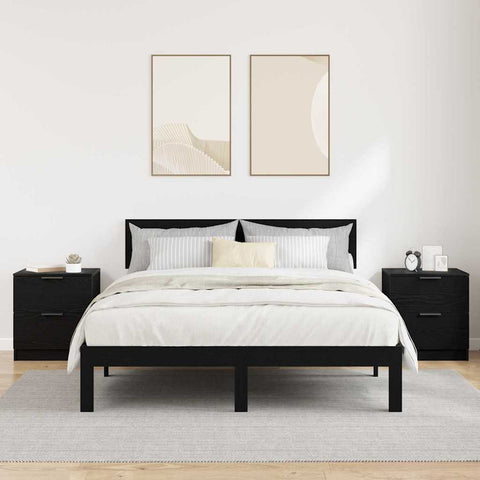 vidaXL Bedside Cabinet 2 pcs Black oak 45 x 39 x 50 cm Engineered wood