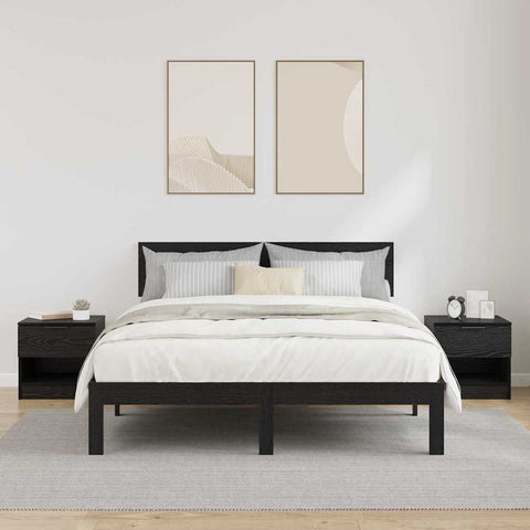 vidaXL Bed Cabinet 2 pcs Black oak 40 x 39 x 40 cm Engineered wood