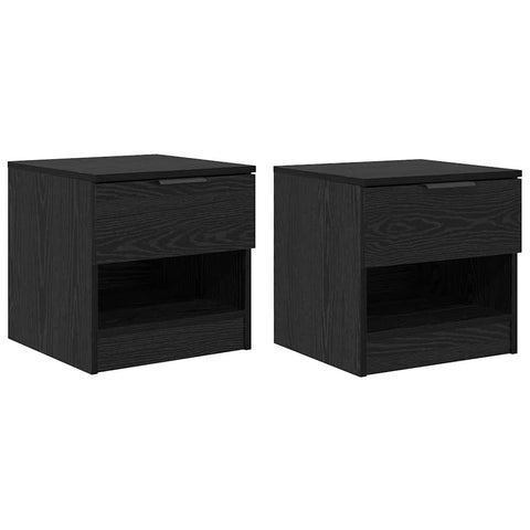 vidaXL Bed Cabinet 2 pcs Black oak 40 x 39 x 40 cm Engineered wood