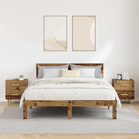 vidaXL Bed Cabinet 2 pcs Old wood 40 x 35 x 47.5 cm Engineered wood