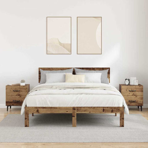 vidaXL Bed Cabinet 2 pcs Old wood 40 x 35 x 47.5 cm Engineered wood