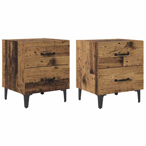 vidaXL Bed Cabinet 2 pcs Old wood 40 x 35 x 47.5 cm Engineered wood