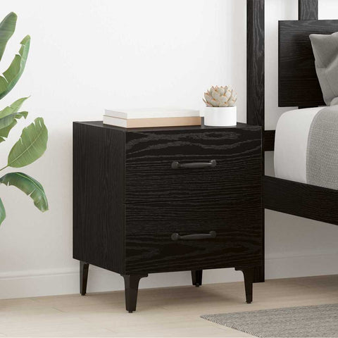 vidaXL Bed Cabinet Black oak 40 x 35 x 47.5 cm Engineered wood