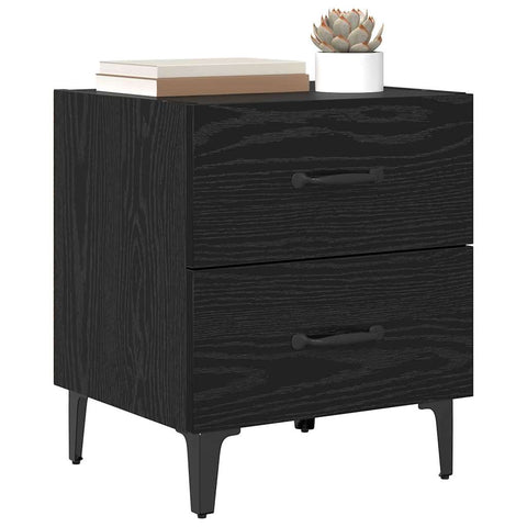 vidaXL Bed Cabinet Black oak 40 x 35 x 47.5 cm Engineered wood