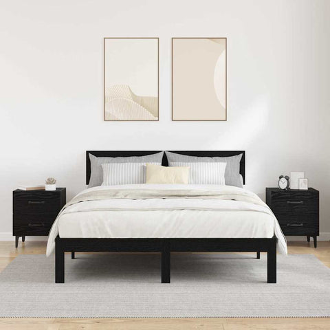 vidaXL Bed Cabinet 2 pcs Black oak 40 x 35 x 47.5 cm Engineered wood