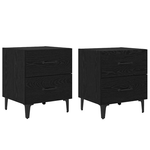 vidaXL Bed Cabinet 2 pcs Black oak 40 x 35 x 47.5 cm Engineered wood