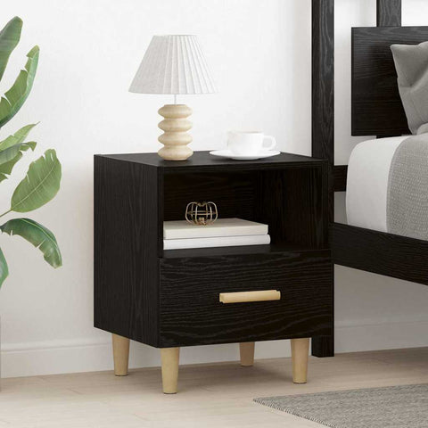 vidaXL Bedside Cabinet Black oak 40 x 35 x 47.5 cm Engineered wood