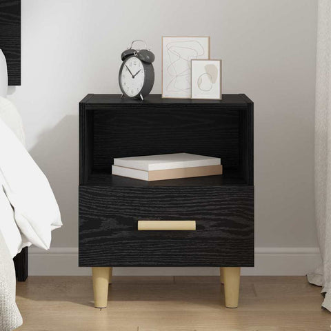 vidaXL Bedside Cabinet Black oak 40 x 35 x 47.5 cm Engineered wood