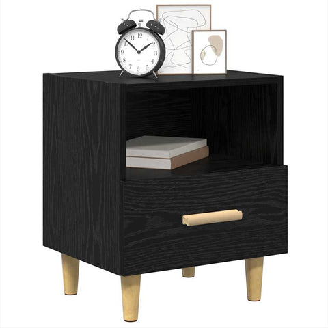 vidaXL Bedside Cabinet Black oak 40 x 35 x 47.5 cm Engineered wood