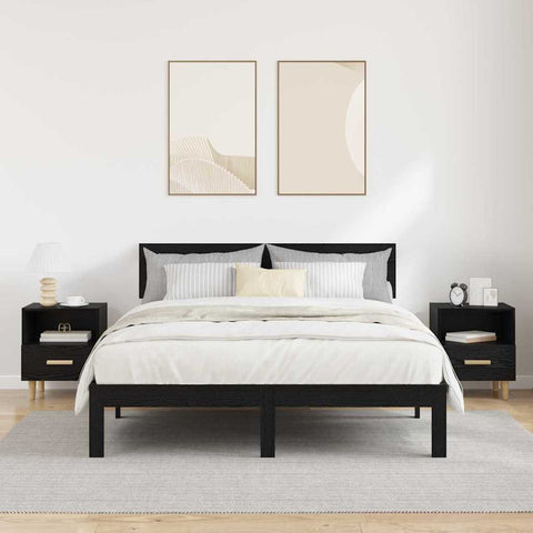 vidaXL Bedside Cabinet with Drawer 2 pcs Black oak 40 x 35 x 47.5 cm