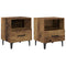 vidaXL Bedside Cabinet with Drawer 2 pcs Old wood 40 x 35 x 47.5 cm
