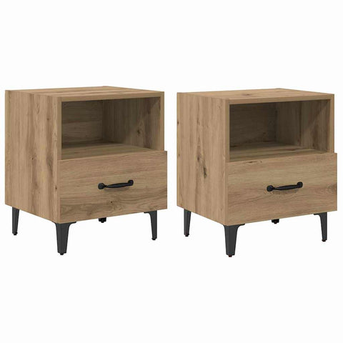 vidaXL Bedside Cabinet with Drawer 2 pcs Artisan oak 40 x 35 x 47.5 cm