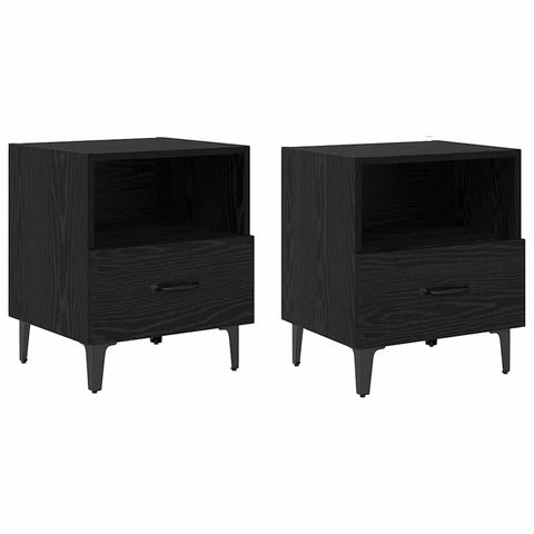 vidaXL Bedside Cabinet with Drawer 2 pcs Black oak 40 x 35 x 47.5 cm