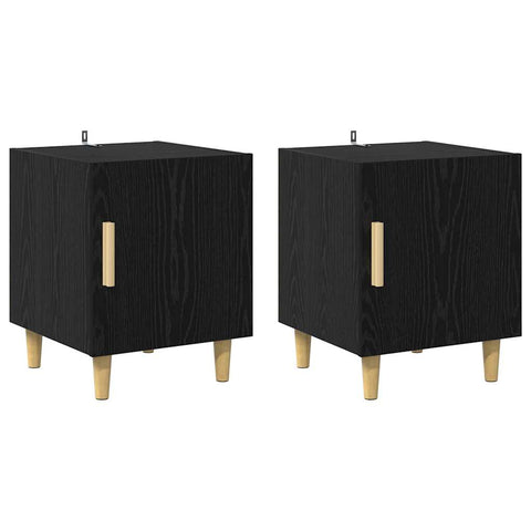 vidaXL Bedside Cabinet 2 pcs Black Oak 40 x 40 x 50 cm Engineered Wood