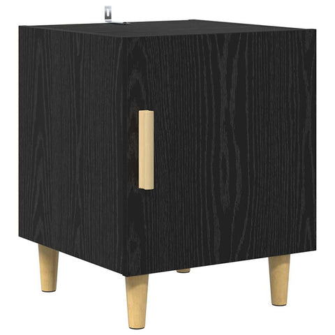 vidaXL Bedside Cabinet 2 pcs Black Oak 40 x 40 x 50 cm Engineered Wood