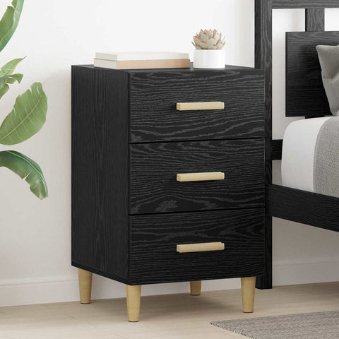 vidaXL Bedside Cabinet Black oak 40 x 40 x 66 cm Engineered wood