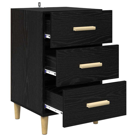 vidaXL Bedside Cabinet Black oak 40 x 40 x 66 cm Engineered wood