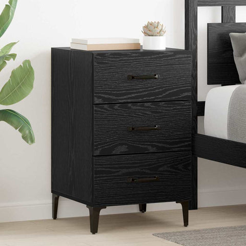 vidaXL Bedside Cabinet Black oak 40 x 40 x 66 cm Engineered wood