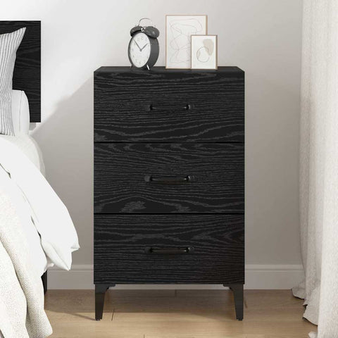 vidaXL Bedside Cabinet Black oak 40 x 40 x 66 cm Engineered wood