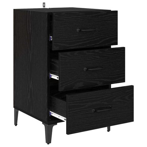 vidaXL Bedside Cabinet Black oak 40 x 40 x 66 cm Engineered wood