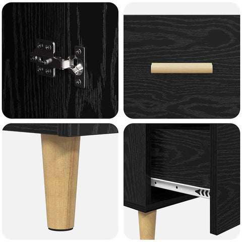 vidaXL Sideboard Black oak 34 x 69.5 x 90 cm Engineered wood