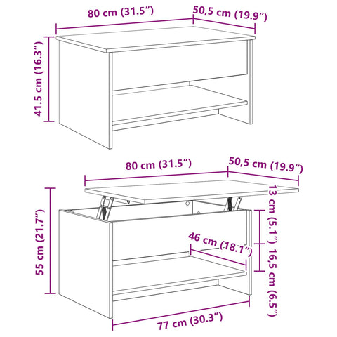 vidaXL Coffee Table Old Wood 80 x 50.5 x 41.5 cm Engineered Wood