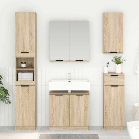 vidaXL Bathroom Cabinet Sonoma Oak 64.5 x 33.5 x 59 cm Engineered Wood