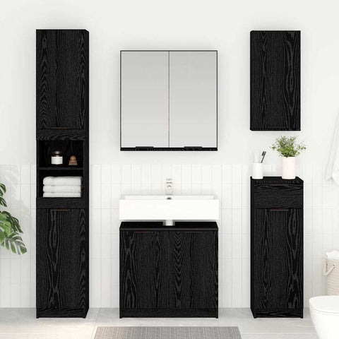vidaXL Bathroom Cabinet Black Oak 64.5 x 33.5 x 59 cm Engineered Wood