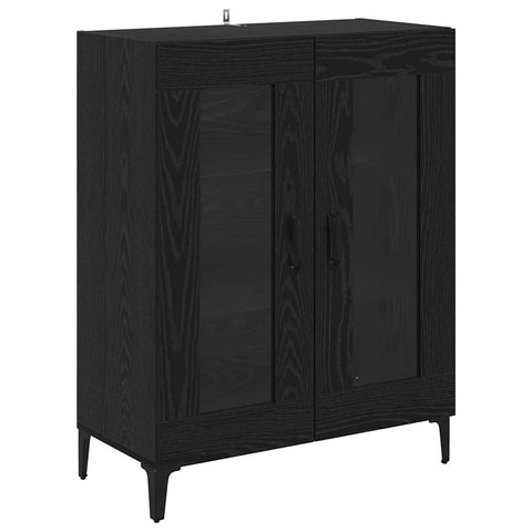 vidaXL Sideboard Black Oak 69.5 x 34 x 90 cm Engineered Wood and Iron