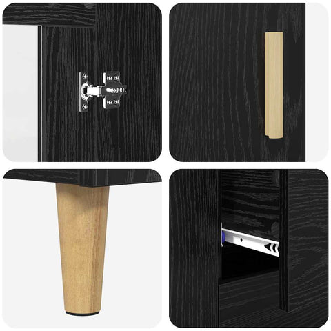 vidaXL Sideboard Black Oak 69.5 x 34 x 90 cm Engineered Wood