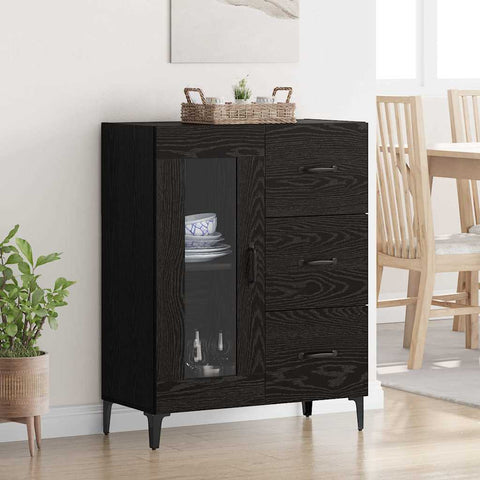 vidaXL Sideboard Black Oak 69.5 x 34 x 90 cm Engineered Wood and Iron