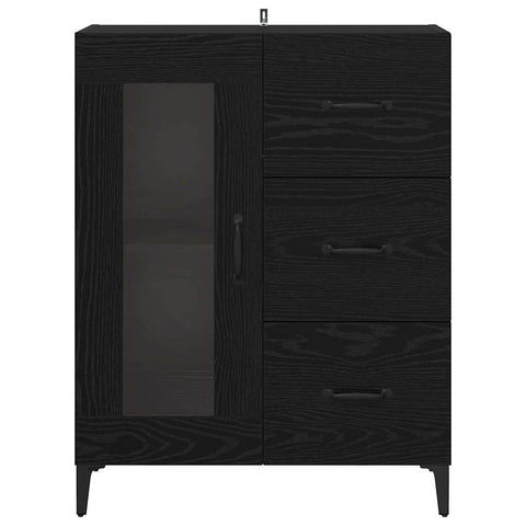 vidaXL Sideboard Black Oak 69.5 x 34 x 90 cm Engineered Wood and Iron