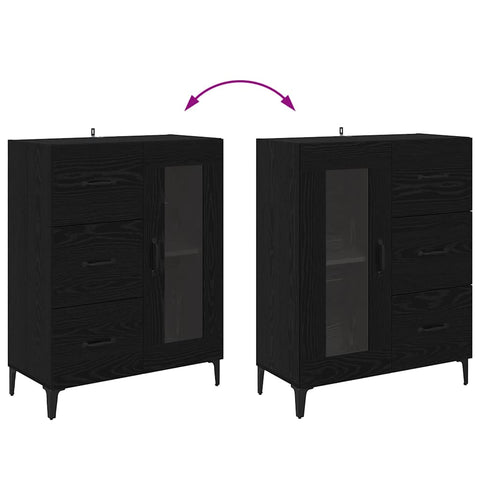 vidaXL Sideboard Black Oak 69.5 x 34 x 90 cm Engineered Wood and Iron