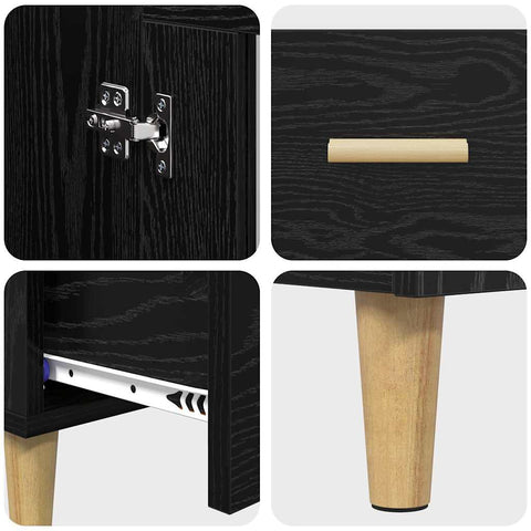 vidaXL Highboard Black Oak 70 x 31 x 115 cm Engineered Wood