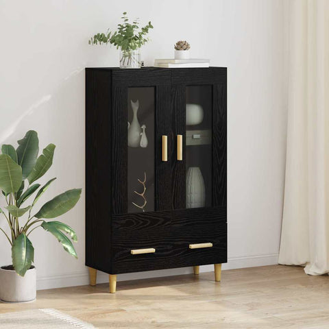 vidaXL Highboard Black Oak 70 x 31 x 115 cm Engineered Wood