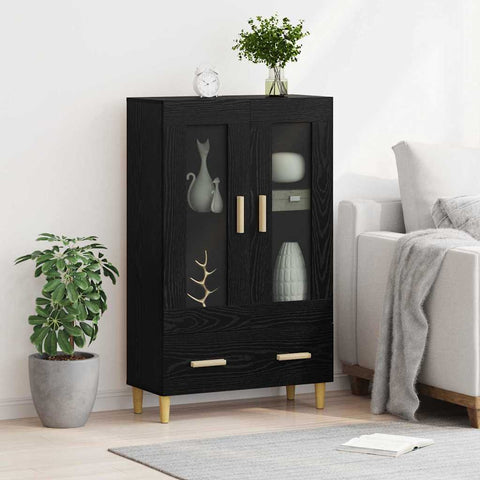 vidaXL Highboard Black Oak 70 x 31 x 115 cm Engineered Wood